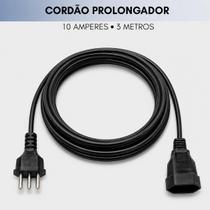 Extensão Cordão Prolongador Tripolar 10 Amperes 3 Metros Bivolt Preto Force Line Extensão Cordão Prolongador Tripolar 10 Amperes 3 Metros Bivolt Preto Force Line