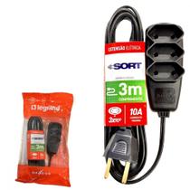 Extensao Daneva Sort 2 Polos Paralela 0,75Mm Preta - 3M - 1655