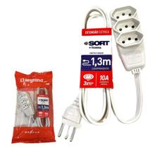 Extensao Daneva Sort 2 Polos + Terra Pp 0,75Mm Gelo - 1,3M - 1791