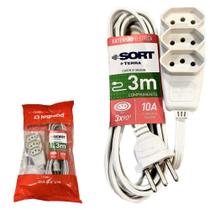 Extensao Daneva Sort 2 Polos + Terra Pp 0,75Mm Gelo - 3M - 1779