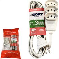 Extensao Daneva Sort 2 Polos + Terra Pp 0,75Mm Gelo - 3M - 1779