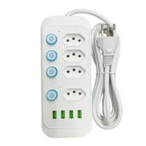 Extensão de 2 Metros com 4 Tomadas + 4 USB B-MAX Modelo BM-8697 Extensão de 2 Metros com 4 Tomadas + 4 USB B-MAX Modelo BM-8697