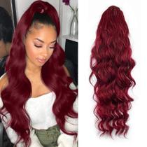 Extensão de cabelo em rabo de cavalo KETHBE Body Wave 60cm 150g vermelha