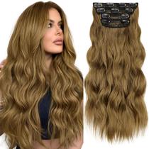 Extensão de cabelo KookaStyle Long Wavy Synthetic 20 polegadas marrom