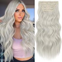 Extensão de cabelo KookaStyle Long Wavy Synthetic Silver Grey