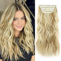 Extensão de cabelo LEEONS Long Wavy Synthetic 50 cm 4 peças para mulheres