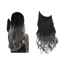 Extensão De Cabelo Natural Com Clipe, Onda Longa Sintética, Em Tons De Preto, Loiro E Rosa, Com Fio