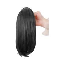 Extensão De Cabelo Sintético Curto E Liso De 12 Polegadas Com Presilha Tipo Rabo De Cavalo Para
