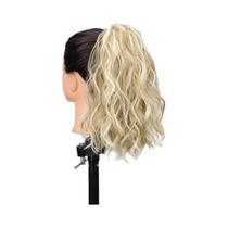 Extensão De Cabelo Sintético Curto E Ondulado Em Tom Castanho Loiro Com Clipe Para Mulheres