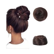 Extensão De Cabelo Sintético Em Coque Cacheado Elegante Com Elástico, Fácil De Estilizar