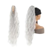 Extensão De Cabelo Sintético Em Rabo De Cavalo Com Clipe De 26 Polegadas, Ondas Naturais Resistentes