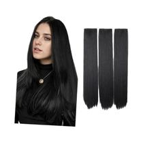 Extensão De Cabelo Sintético Liso De 24 Polegadas Com Clipe, 3 Peças/Conjunto, Fibra Resistente Ao