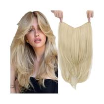 Extensão De Cabelo Sintético Liso Em Camadas De 22 Polegadas, Preto E Loiro, Aplique Invisível Para