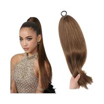 Extensão De Cabelo Sintético Longo E Liso Em Rabo De Cavalo De 32'' Com Trança E Laço Para Mulheres