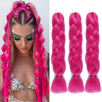 Extensão de cabelo WOME Pink Jumbo Braiding 100 g/unidade 24 polegadas 3 unidades