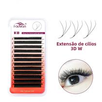Extensão De Cílios 3D W Natural Soft Black 0.07 D Pré-fabricado Em Leque De Mink Falso Individual