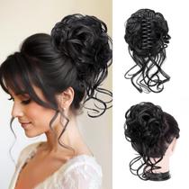 Extensão de coque de cabelo Foaoit Messy Bun preta Extensão de coque de cabelo Foaoit Messy Bun preta