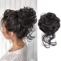 Extensão de coque de cabelo KETHBE Messy Bun Tousled Updo preto acastanhado Extensão de coque de cabelo KETHBE Messy Bun Tousled Updo preto acastanhado