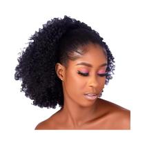 Extensão De Rabo De Cavalo Afro Puff Kinky Curly Com Cordão Para Mulheres Negras, Aplique De Cabelo