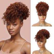 Extensão de rabo de cavalo Cetiq Afro Puff & Curly com franja para mulheres