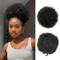 Extensão de rabo de cavalo com cordão Afro Puff Boymia Jet Black