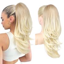 Extensão de rabo de cavalo FLUFYMOOZ 50 cm de cabelo sintético loiro escuro Extensão de rabo de cavalo FLUFYMOOZ 50 cm de cabelo sintético loiro escuro