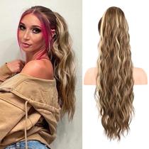 Extensão de rabo de cavalo Flufymooz 66 cm com cordão de cabelo sintético Extensão de rabo de cavalo Flufymooz 66 cm com cordão de cabelo sintético