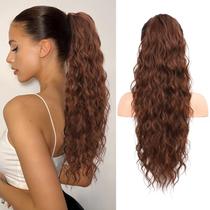 Extensão de rabo de cavalo Flufymooz 66 cm com cordão de cabelo sintético Extensão de rabo de cavalo Flufymooz 66 cm com cordão de cabelo sintético