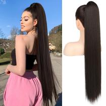 Extensão de rabo de cavalo Flufymooz 76 cm de comprimento e reto sintético Extensão de rabo de cavalo Flufymooz 76 cm de comprimento e reto sintético