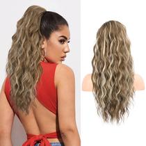 Extensão de rabo de cavalo Flufymooz, cabelo feminino com cordão de 22 polegadas