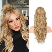 Extensão de rabo de cavalo Flufymooz com cordão de 22 polegadas, loira dourada Extensão de rabo de cavalo Flufymooz com cordão de 22 polegadas, loira dourada
