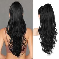 Extensão de rabo de cavalo Flufymooz de 26 polegadas de comprimento, ondulado, encaracolado, sintético