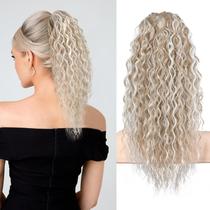 Extensão de rabo de cavalo FLUFYMOOZ, estilo boêmio, loira de 22 polegadas