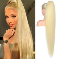 Extensão de rabo de cavalo Flufymooz, loira sintética de 91 cm de comprimento Extensão de rabo de cavalo Flufymooz, loira sintética de 91 cm de comprimento