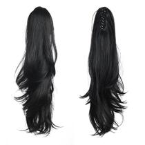 Extensão de rabo de cavalo HSPJHTM, cabelo sintético preto, 12 polegadas