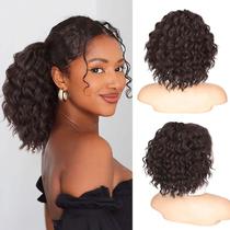 Extensão de rabo de cavalo Isaic Short Wavy Curly 20 cm marrom escuro Extensão de rabo de cavalo Isaic Short Wavy Curly 20 cm marrom escuro