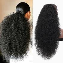 Extensão de rabo de cavalo Lexqui, cabelo encaracolado com cordão de 27 polegadas