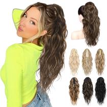 Extensão de rabo de cavalo LONAI ZJ001 18 polegadas encaracolado ondulado marrom profundo