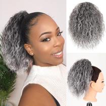 Extensão de rabo de cavalo Matthia Loose Curls, cabelo sintético cinza
