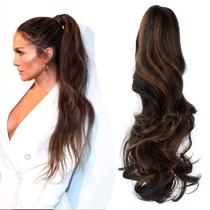 Extensão de rabo de cavalo Mitrygreen Claw Clip 18" ondulado marrom escuro