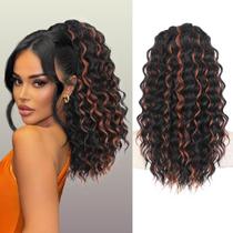 Extensão de rabo de cavalo QGZ com cordão preto afro encaracolado de 18 polegadas