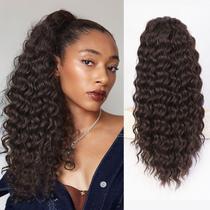 Extensão de rabo de cavalo QGZ com cordão sintético encaracolado de 22 polegadas