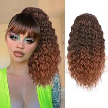 Extensão de rabo de cavalo QGZ Curly de 18 polegadas sintética para mulheres negras