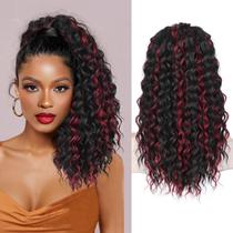 Extensão de rabo de cavalo QGZ para mulheres negras de 45 cm, afro encaracolada