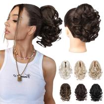 Extensão de rabo de cavalo REECHO HP001: curta, encaracolada, ondulada, marrom escuro