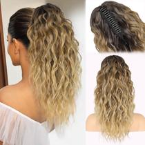 Extensão de rabo de cavalo RONTAYA Ombre Brown Mix Blonde 46cm 160g
