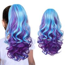 Extensão de rabo de cavalo SEIKEA, 18 polegadas, ondulado, encaracolado, azul, roxo