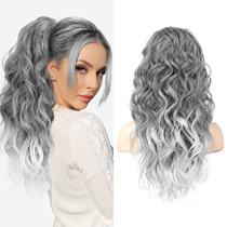 Extensão de rabo de cavalo SEIKEA 20, leve, fofa, prateada, cinza