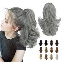 Extensão de rabo de cavalo SOFEIYAN 13 Long Curly Synthetic Grey