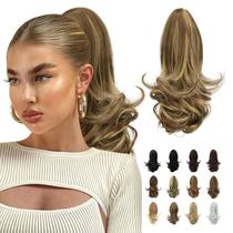 Extensão de rabo de cavalo Sofeiyan Long Curly Synthetic Ash Brown